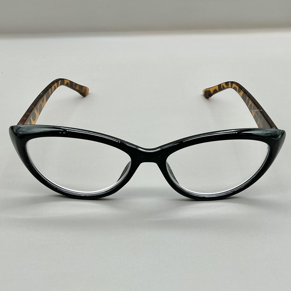 Betsey Johnson Eyeglasses Readers 2.50 Black Cat Eye Leopard Tortoise Full Rim